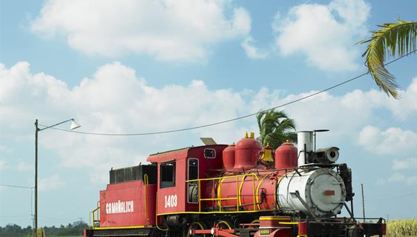 Memorial of steam locomotive, Gregorio Arlee Manalich sugar factory, Cuba
